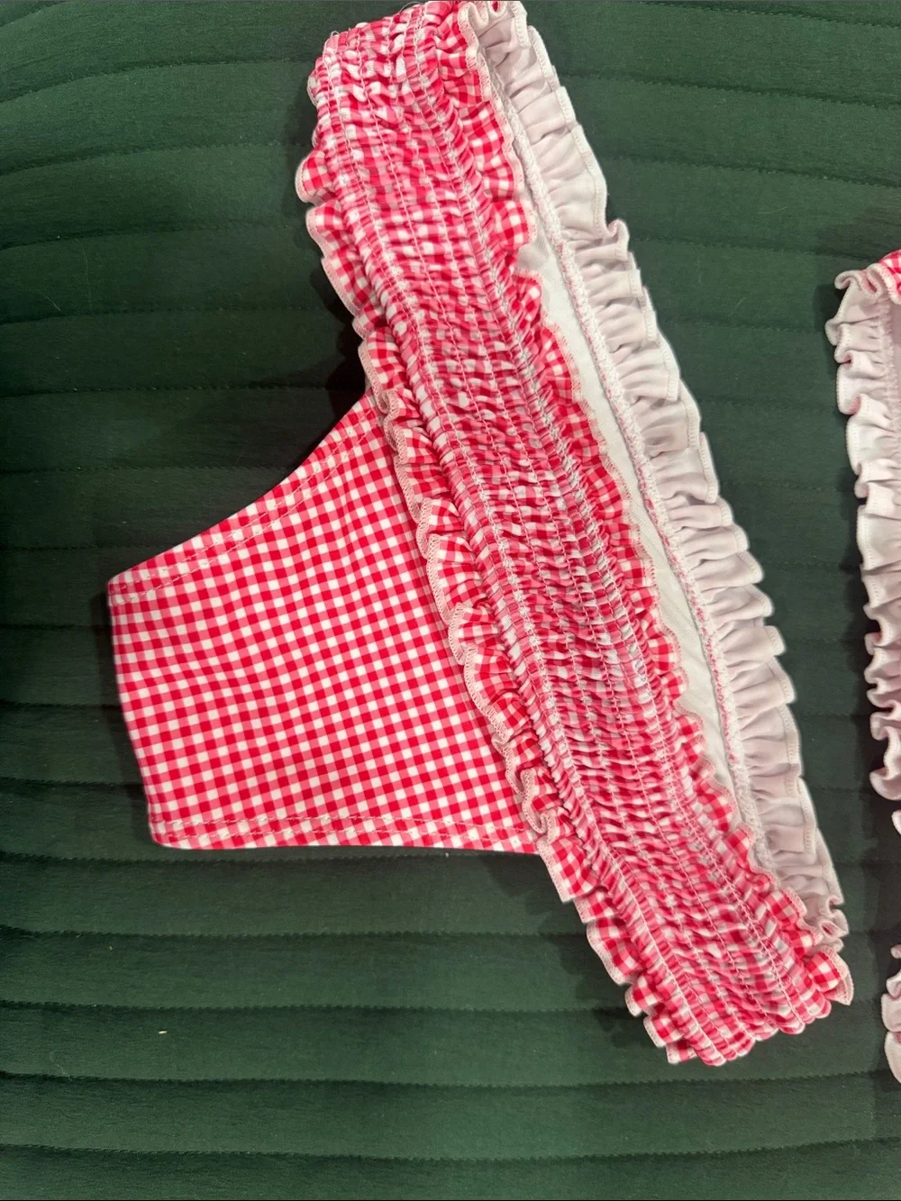SHEIN Red and White Gingham Ruffle Bikini Set small - Picture 2 of 5